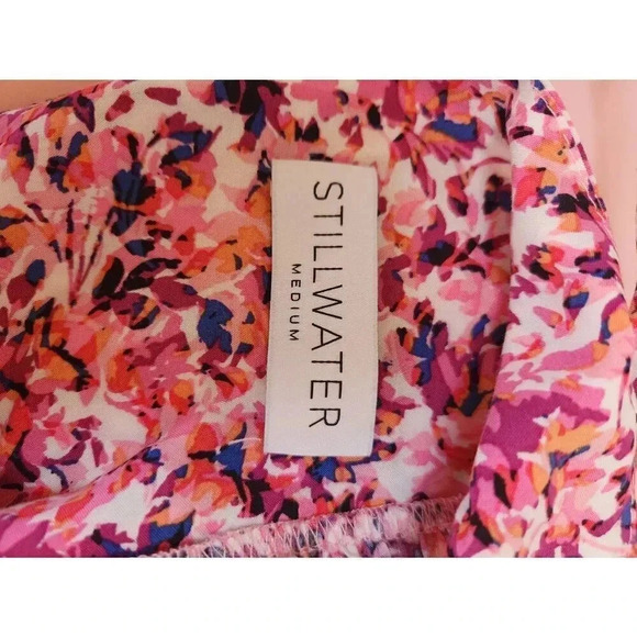 Stillwater The Jessie Mini Dress Floral Pink Purple Deep Plunge Size Medium. - Picture 5 of 8